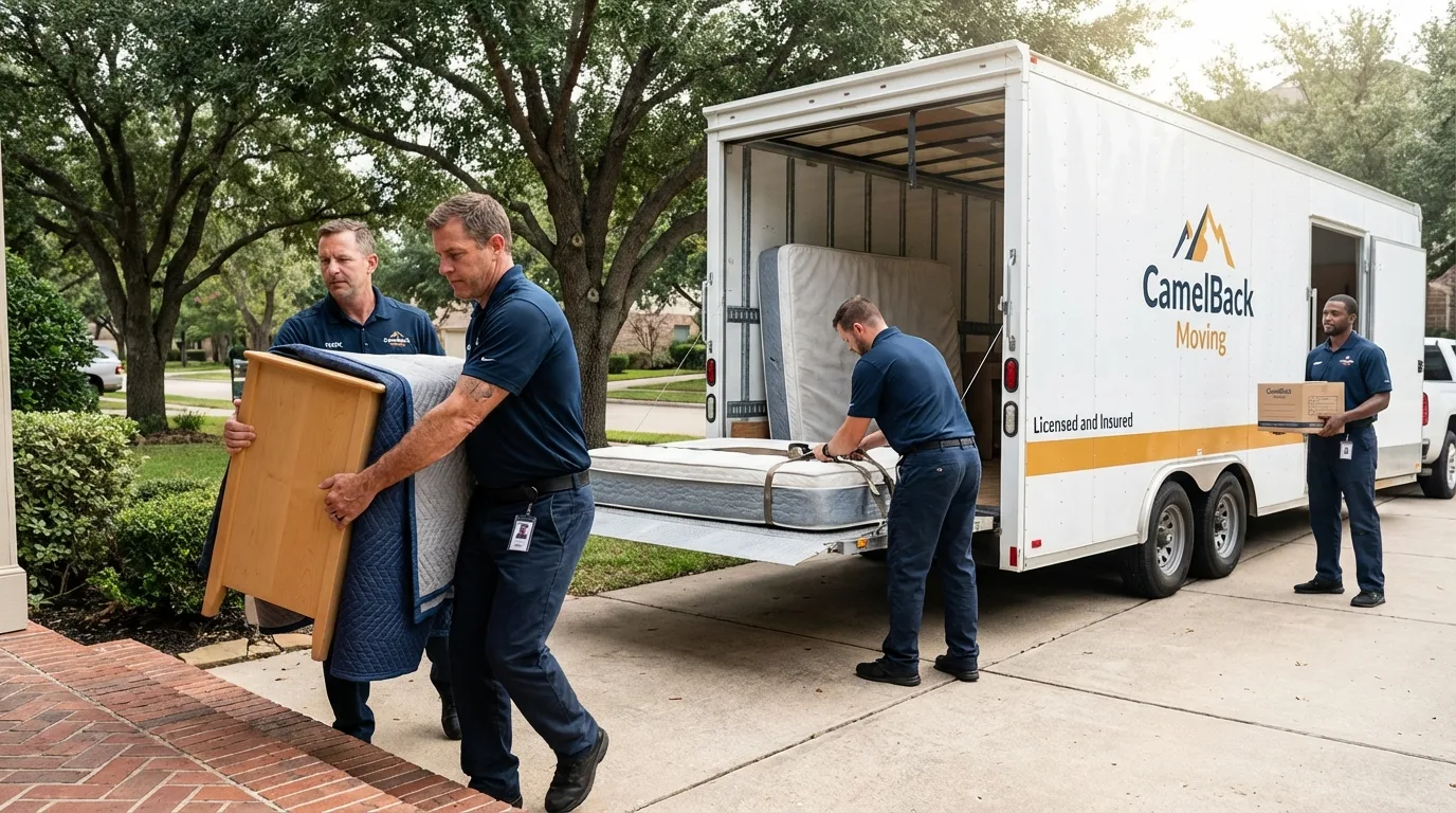 Crew loading residential truck for cross-state move from Wellsville, KS