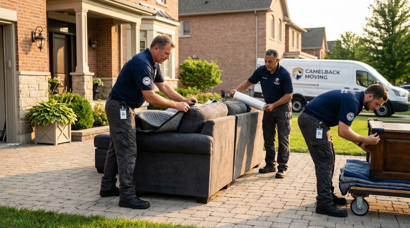 Large estate moving crew wrapping furniture in Wellsville, KS