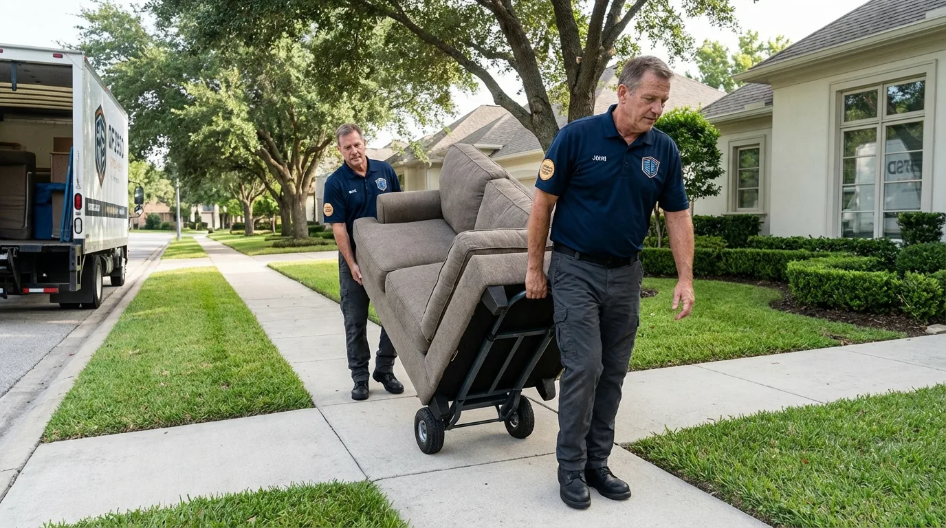 Local residential moving crew loading furniture in Wellsville, KS